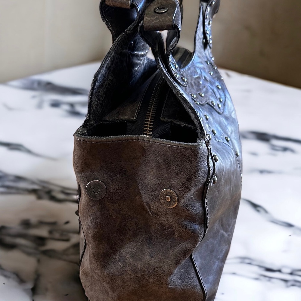 Frye Distressed Leather Studded Shoulder Bag - Picture 5 of 13